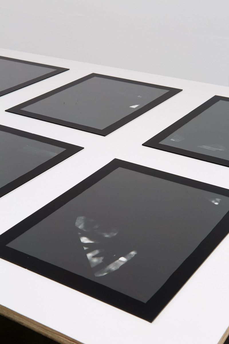 Detail View, 8 Variations (Section 2), Enamel Paint, Glass, Silver Gelatin Photographs, Acrylic Paint, Plywood, Key Board Stands