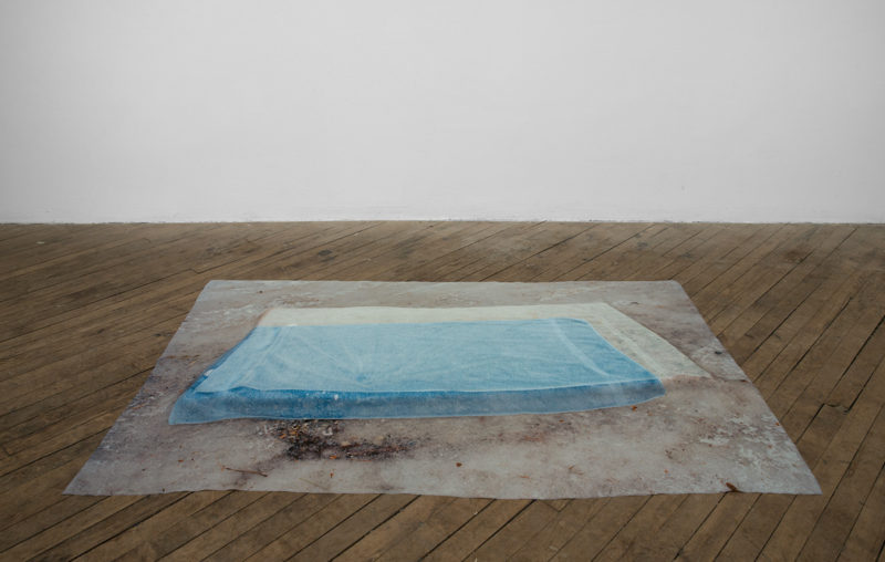 Two Towels (Blue, Green), Photograph Printed On Silk, Foam, 42.5