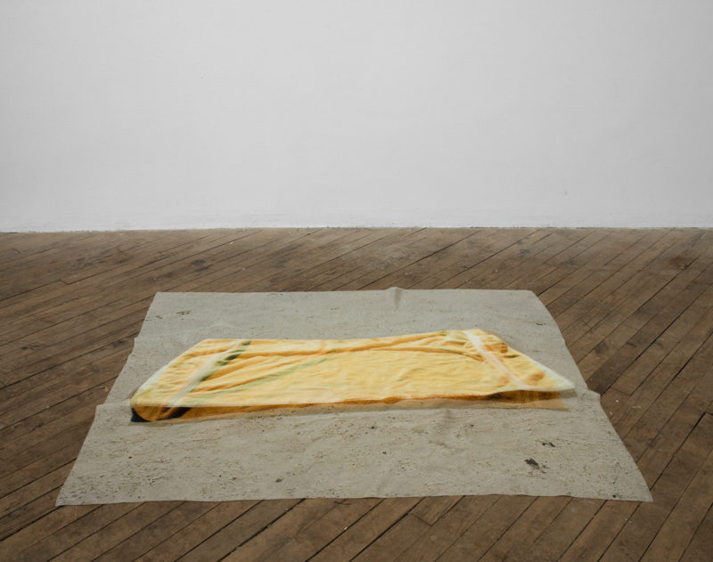 Two Towels (Orange, Yellow), Pigment Print on Silk, Foam, 43