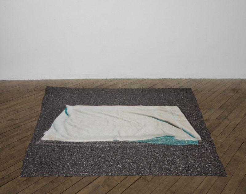 Two Towels (Cream, Green), Photograph Printed On Silk, Foam, 44